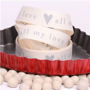 All my love Ribbon - Cream/Grey